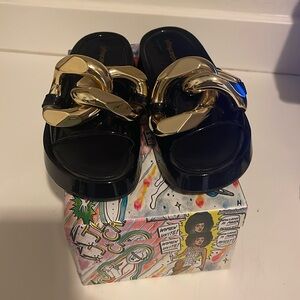 Jeffrey Campbell Epirus black patent sandals